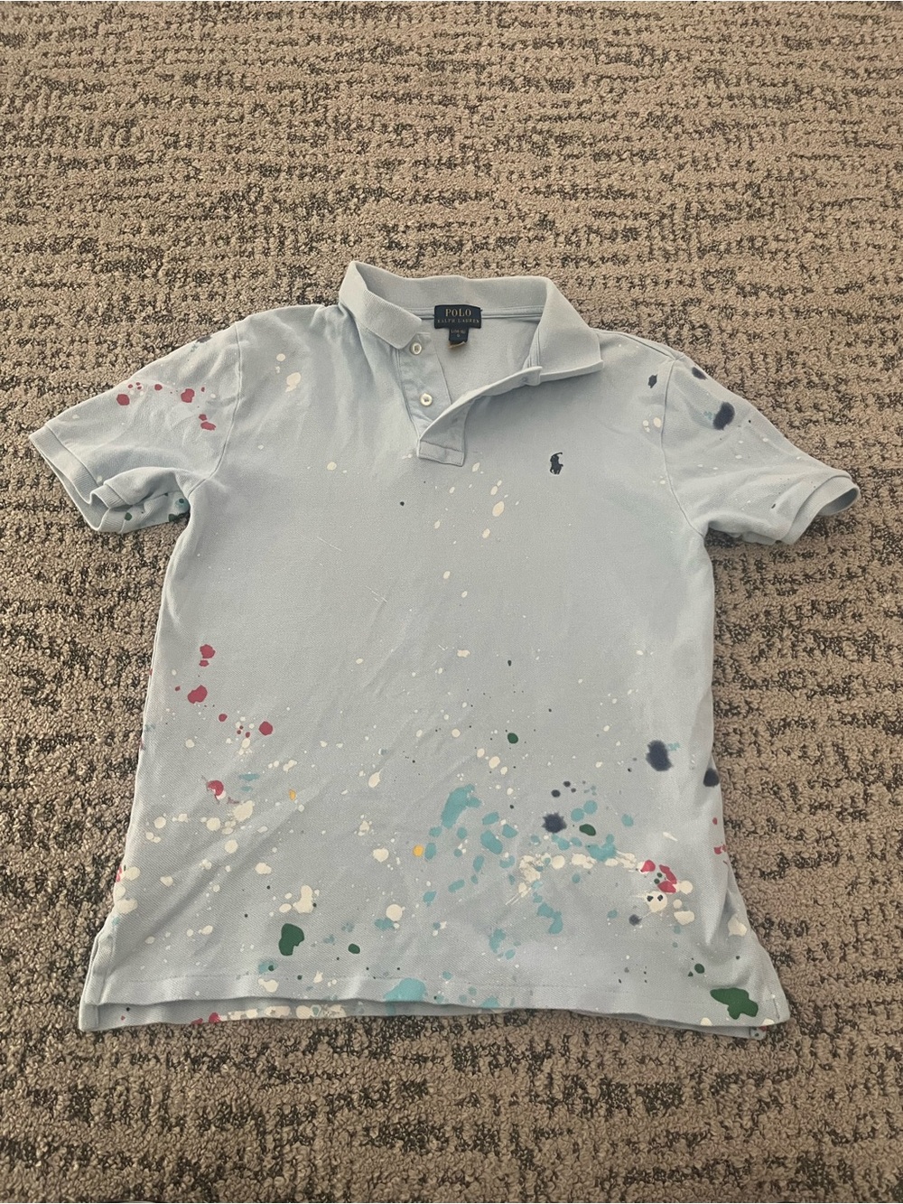 Polo by Ralph Lauren Light Blue Paint-Splatter Polo Boys Large